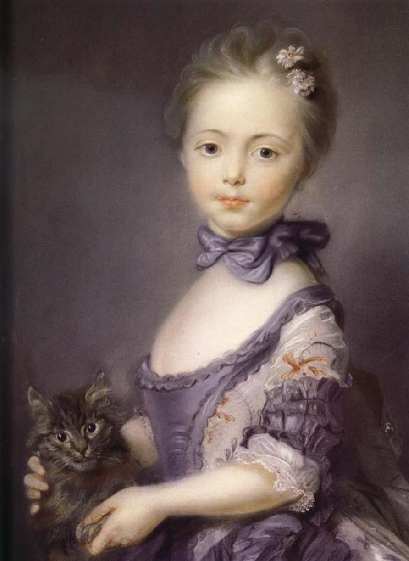 Jean-Baptiste Peronneau A Girl with a Kitten oil painting image